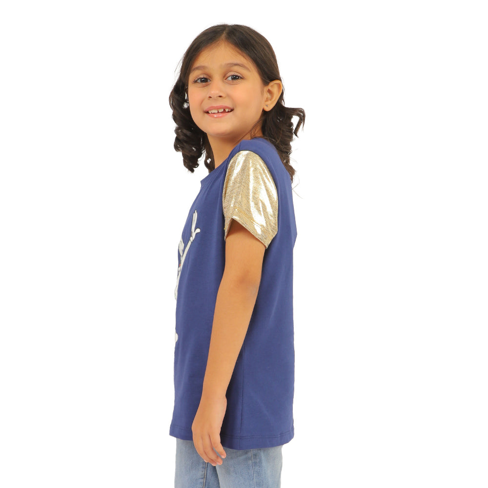 Girls T-Shirt  Rabbit - NAVY