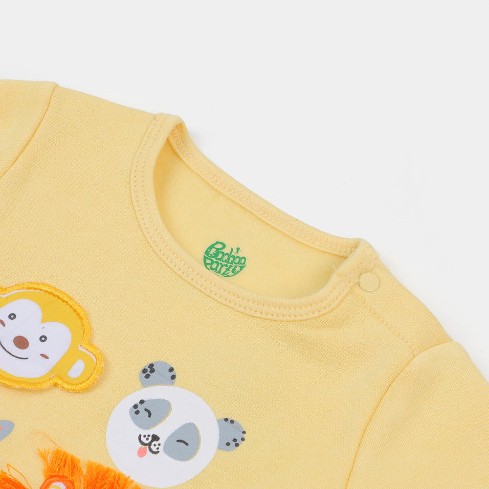 Infant Boys Knitted Romper Playing Jokes - Pastel Yellow