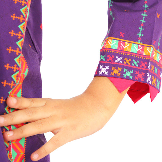 Girls Digital Print Kurti Silence - Purple