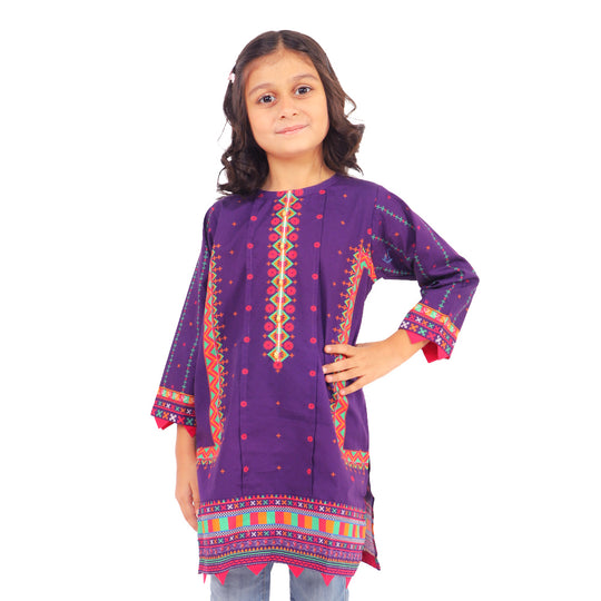 Girls Digital Print Kurti Silence - Purple