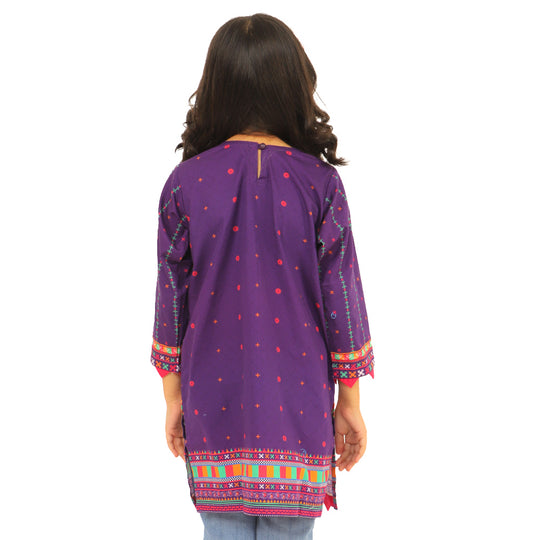 Girls Digital Print Kurti Silence - Purple