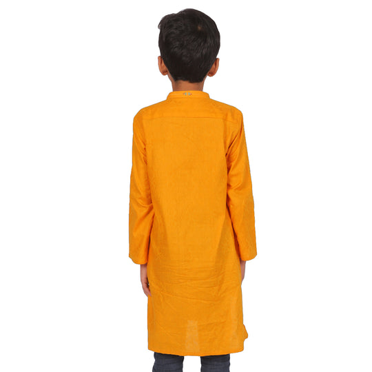 Embroidered Arrow Kurta For Boys - Saffron