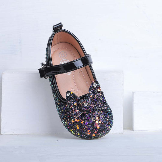 Shiny Glitter Pumps For Girls - Black