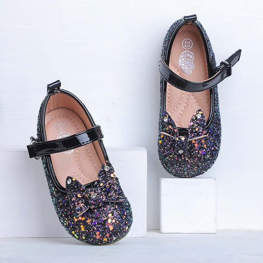 Shiny Glitter Pumps For Girls - Black
