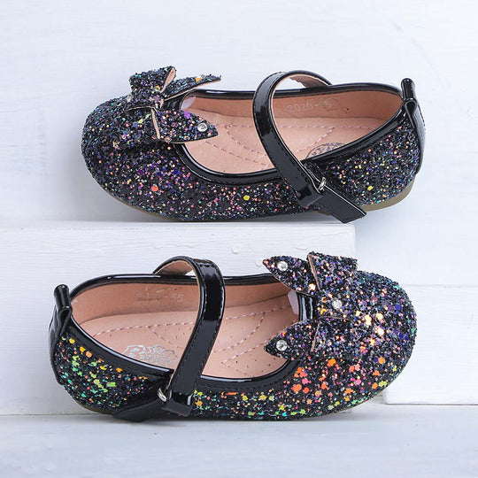Shiny Glitter Pumps For Girls - Black