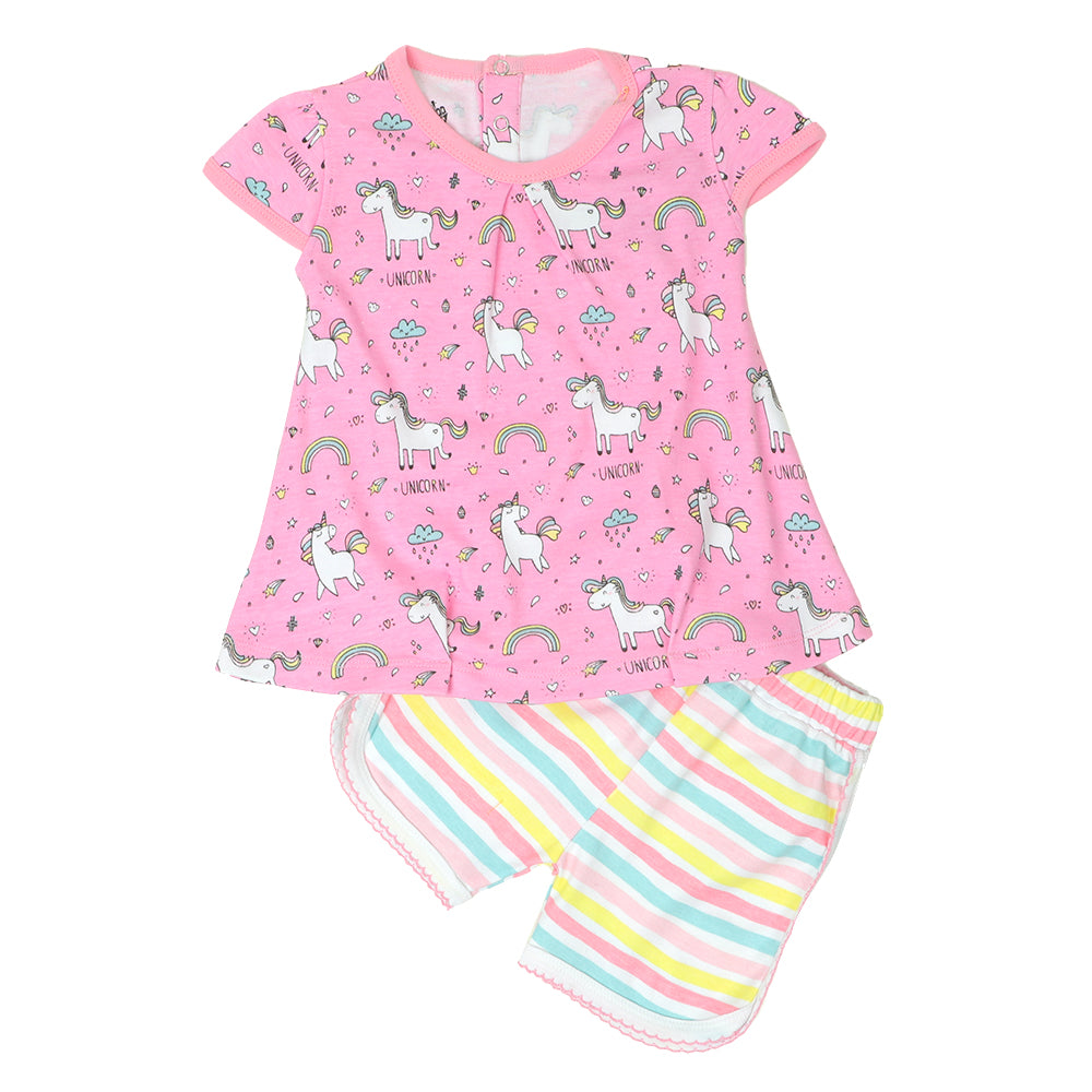 Infant Girls Suit Knitted 2Pc - Pink