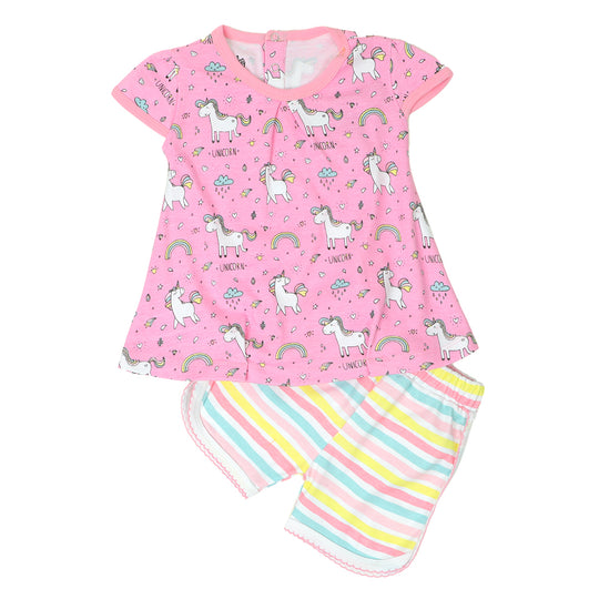Infant Girls Suit Knitted 2Pc - Pink
