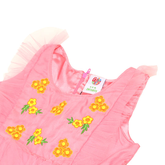 Infant Girls Fancy Frock Fresh Girls EMB - Pink