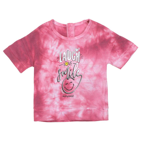 Infant Girls T-Shirt Laugh- Dark Pink