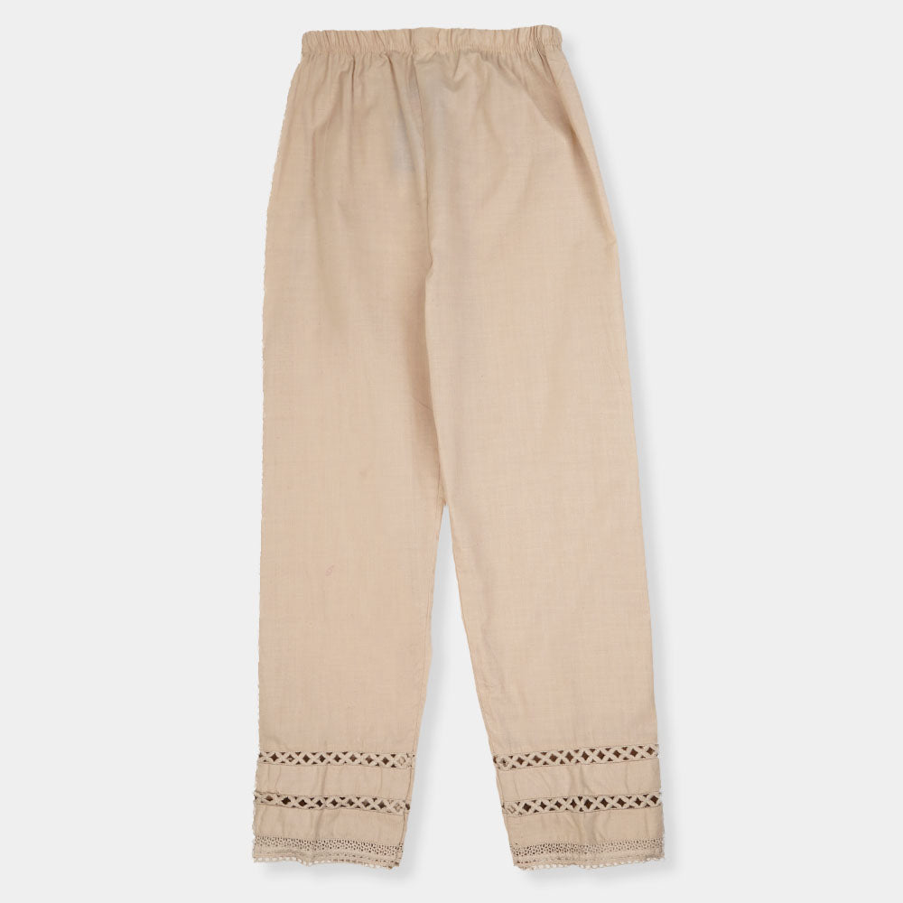 Girls Lace Straight Pant- Fawn
