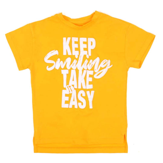 Keep Smiling T-Shirt For Boys - Yellow
