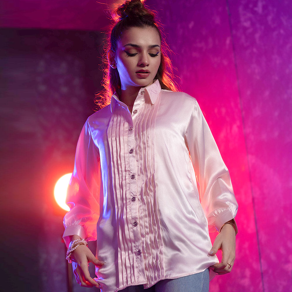 Teens Girl Casual Top Silk-Baby Pink Price in Pakistan Bachaa Party