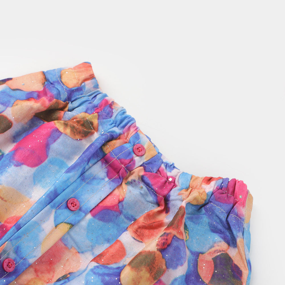 Girls Fancy Short Skirt Buttons | Multi