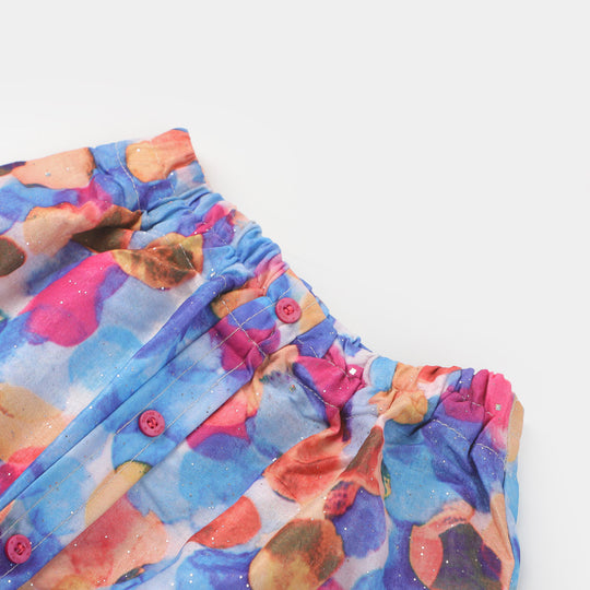 Girls Fancy Short Skirt Buttons | Multi