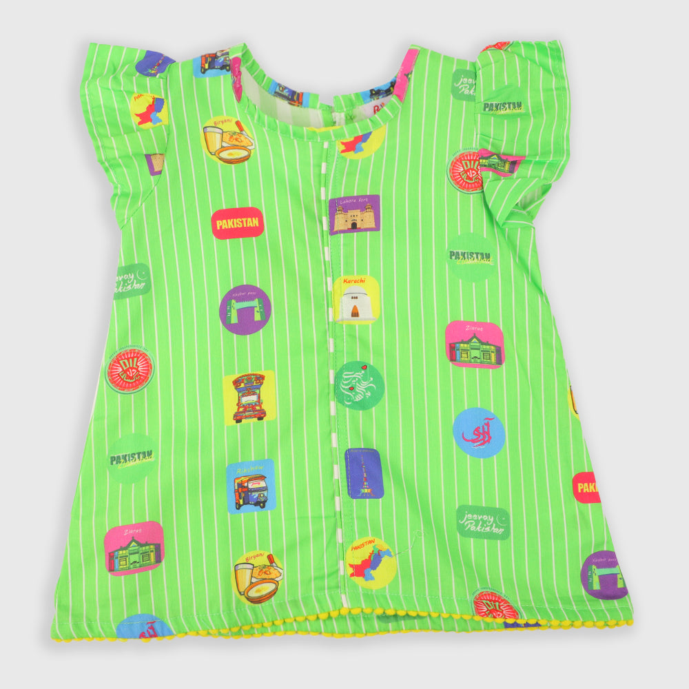 Infant Girls Independence Kurti Love Pakistan - Green