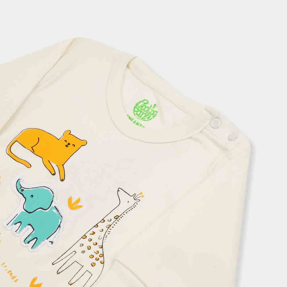 Infant Boys Knitted Romper Happy Friends- Off White