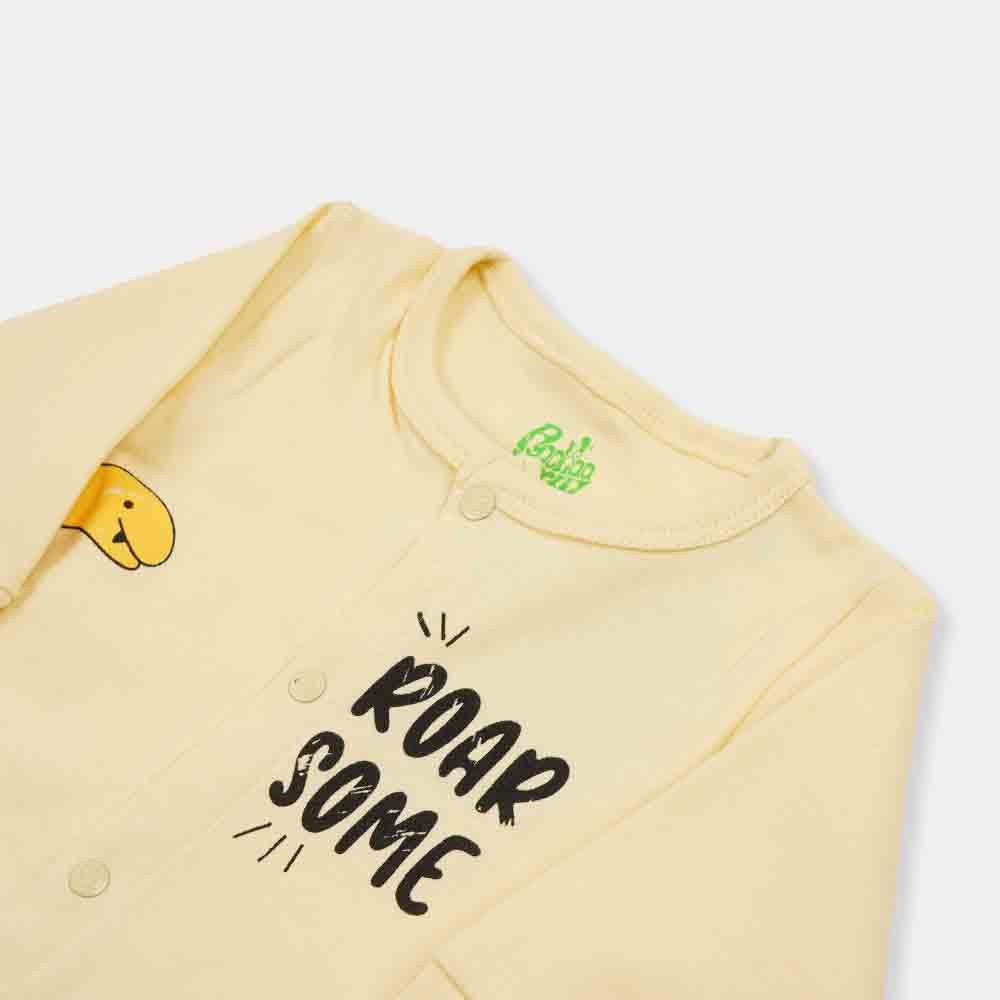 Infant Boys Knitted Romper Roar Some - Pastel Yellow