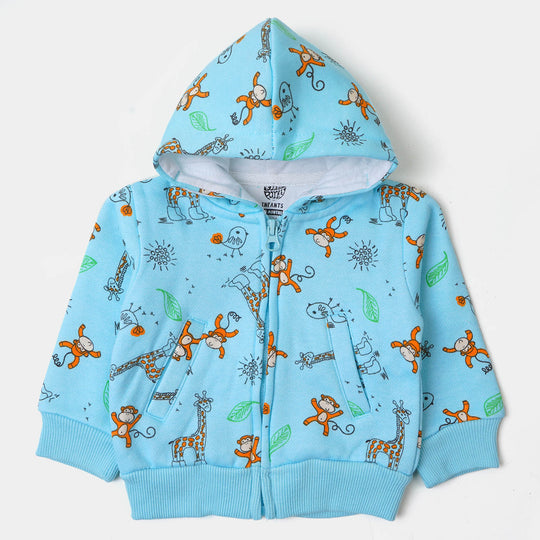 infant Boys Jacket Monkey - Sky Blue
