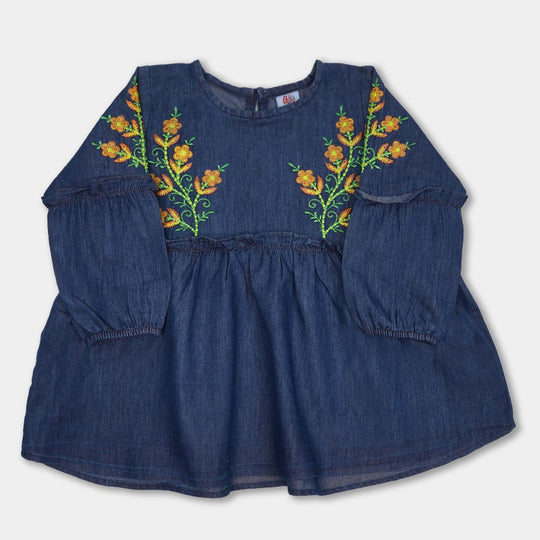 Girls Top Denim Embroidered - DARK BLUE