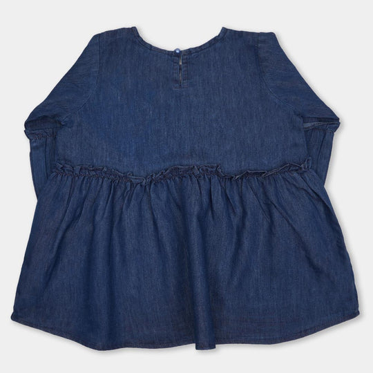 Girls Top Denim Embroidered - DARK BLUE