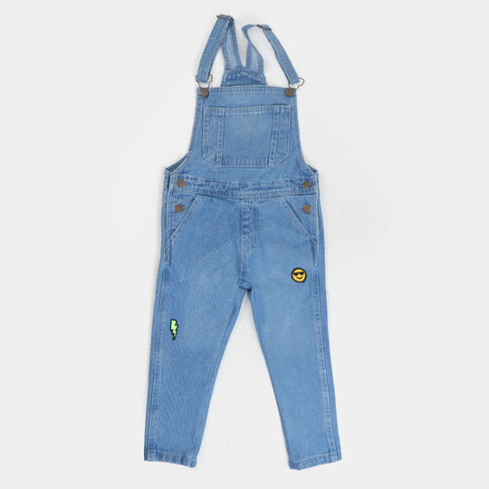 Boys Denim Dangri Emoji - Ice Blue