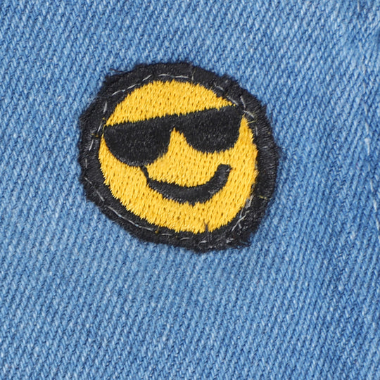 Boys Denim Dangri Emoji - Ice Blue