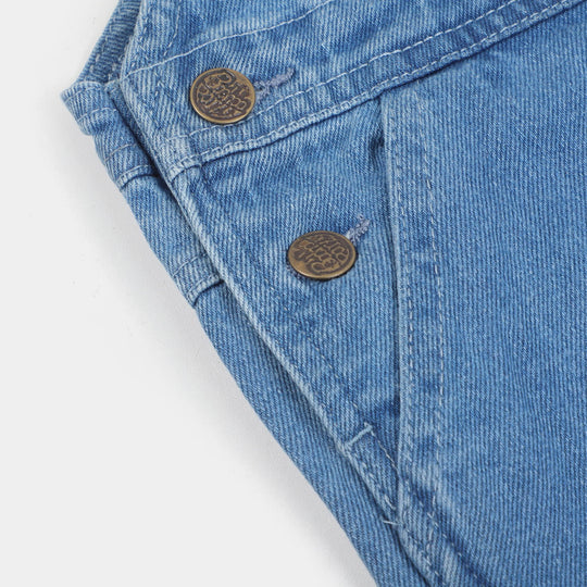 Boys Denim Dangri Emoji - Ice Blue
