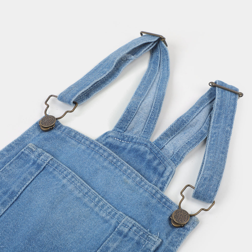 Boys Denim Dangri Emoji - Ice Blue