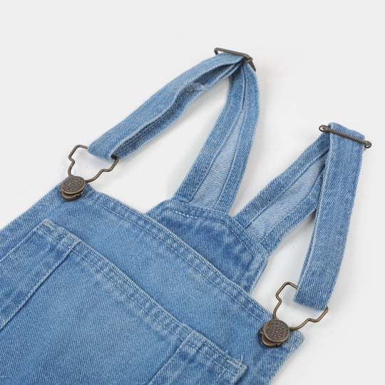 Boys Denim Dangri Emoji - Ice Blue