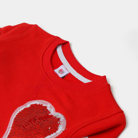 Girls Sweatshirt Lovely Heart - Red