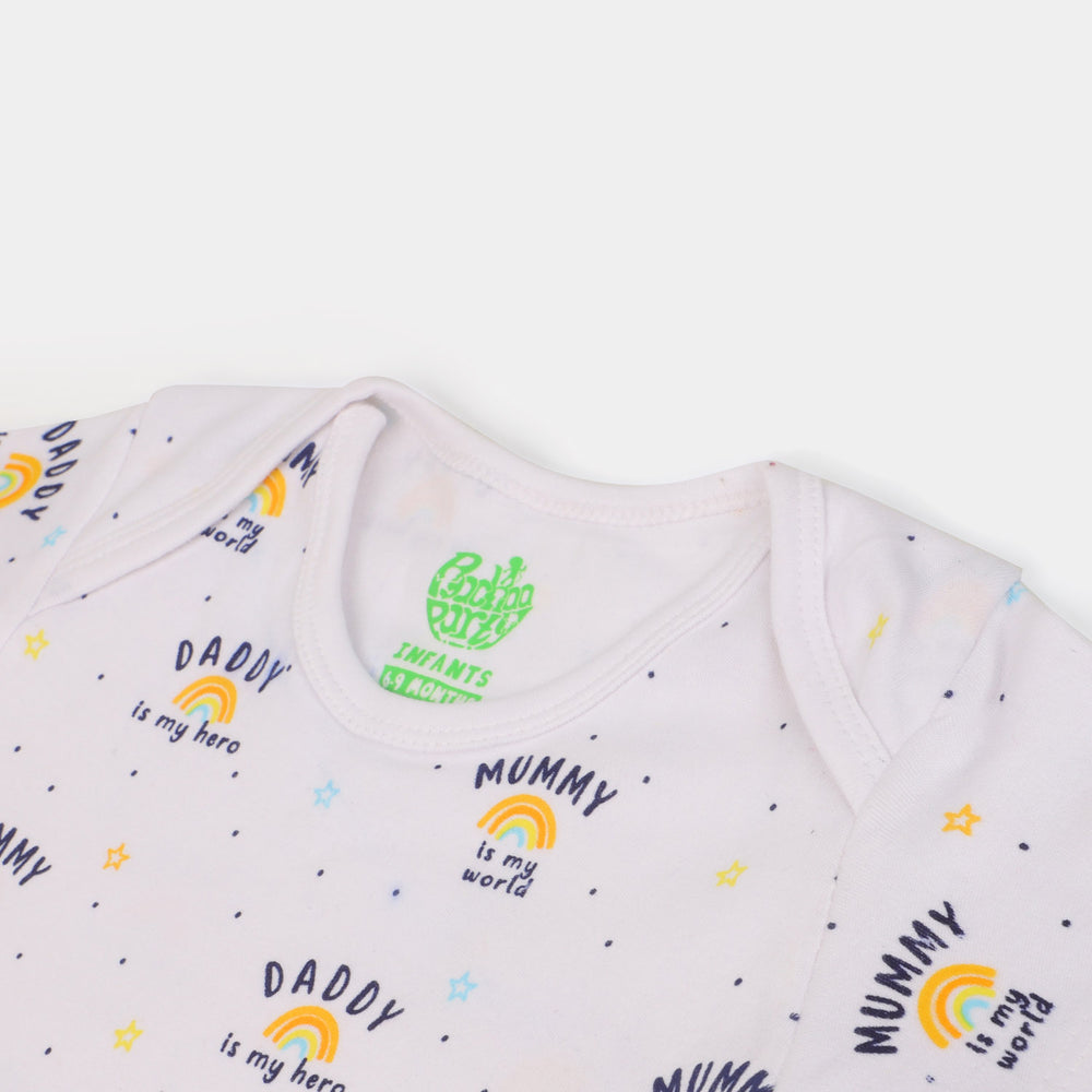 Infant Cotton Basic Romper Unisex Mummy Daddy - White