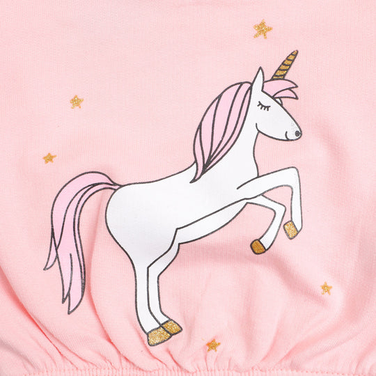 Infant Girls Sweatshirt Unicorn - Baby Pink