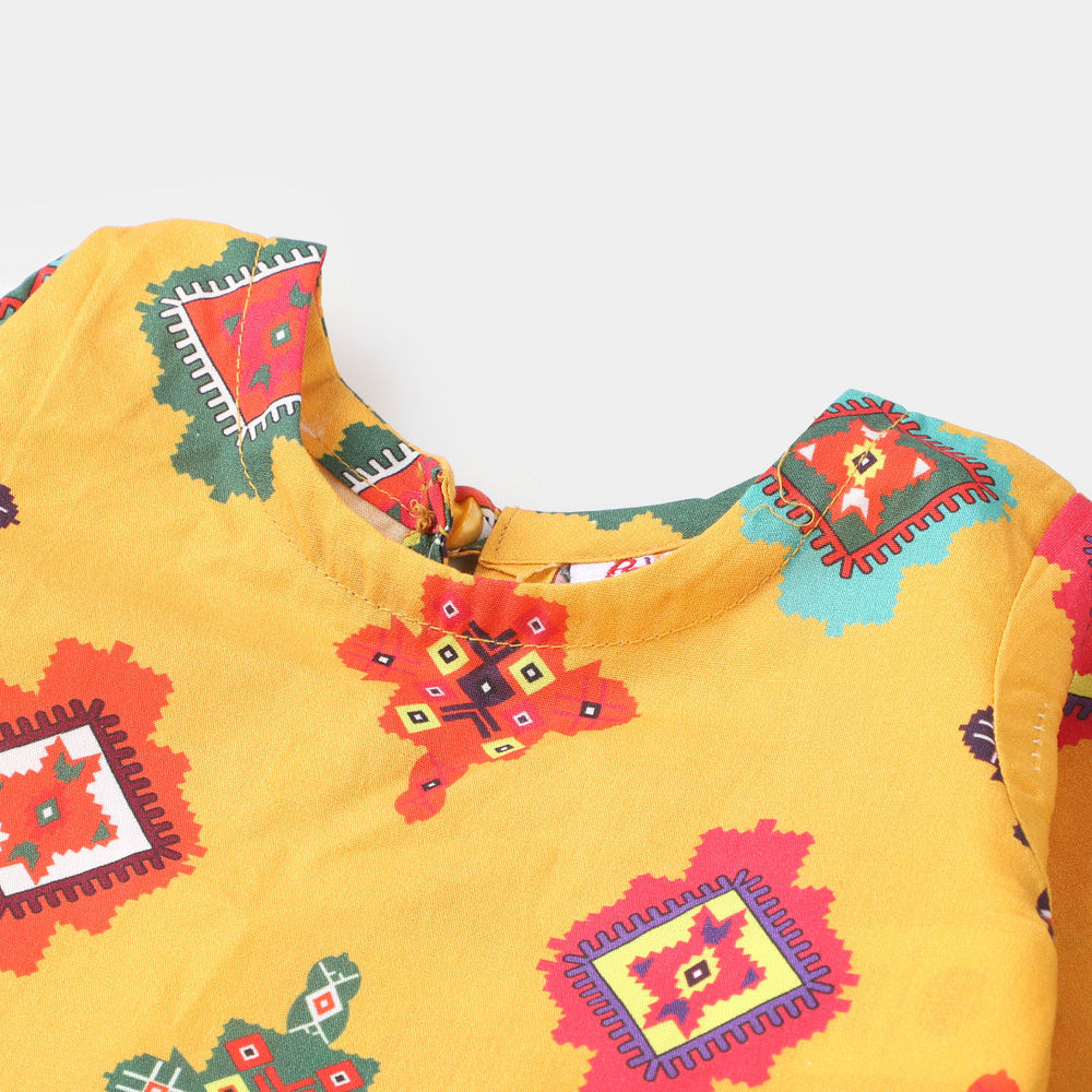Infant Girls Cotton Digital Print 2Pcs Suit Golden Shower - Citrus