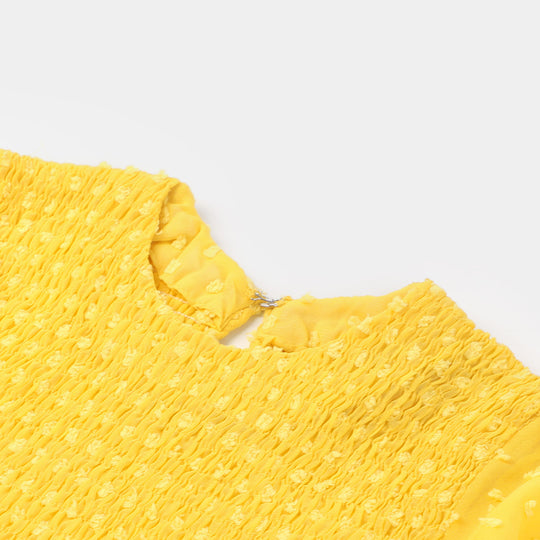 Girls Chiffon Casual Top Smoke - Yellow