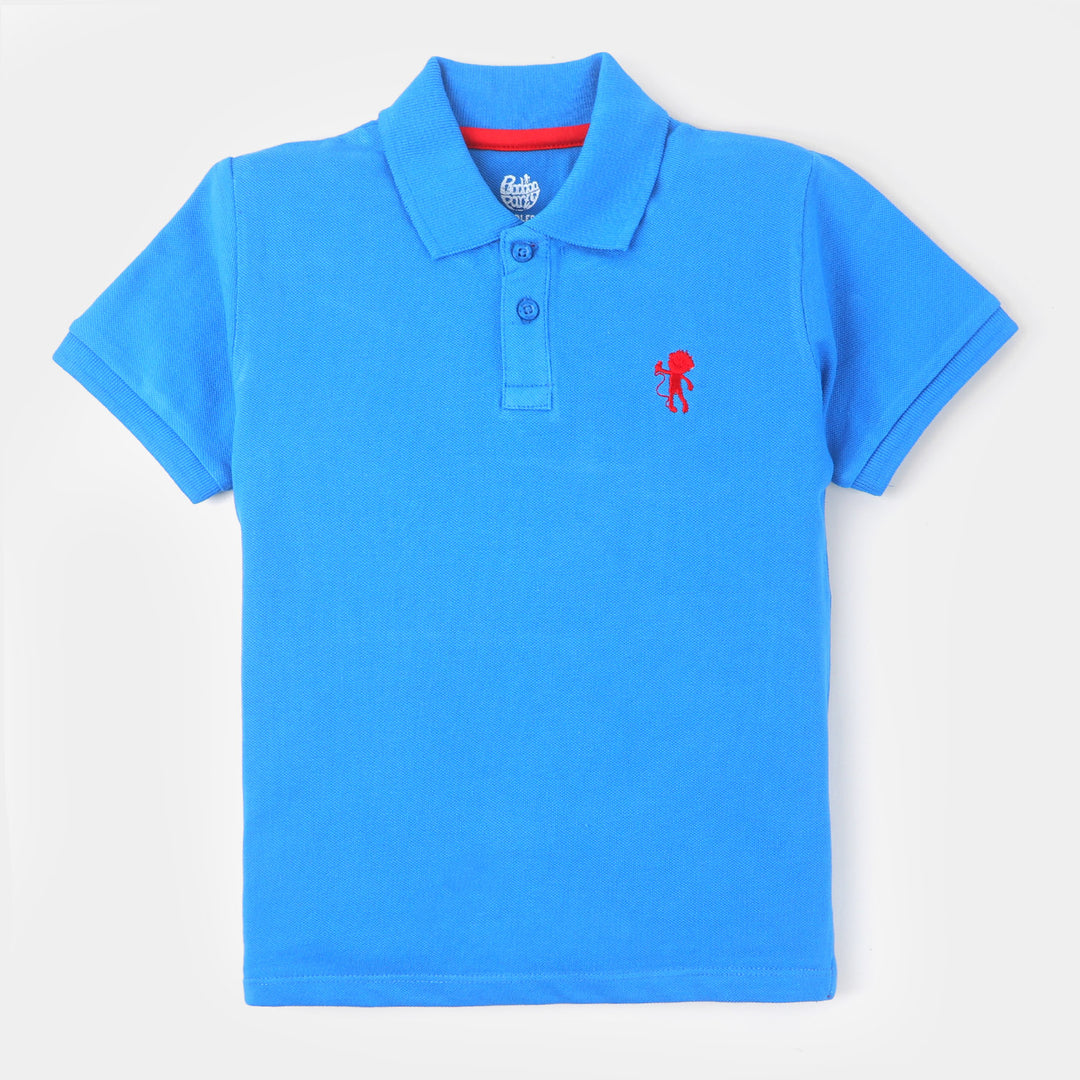 Boys Cotton Polo Basic - Blue