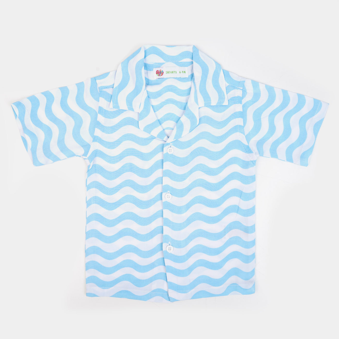 Infant Boys Cotton Casual Shirt Waves - Sky Blue