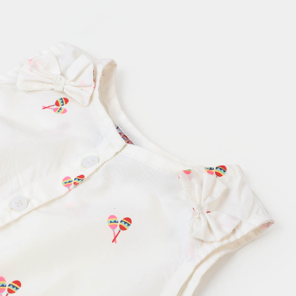 Infant Girls Woven Cotton 2Pcs Suit Balloons - White