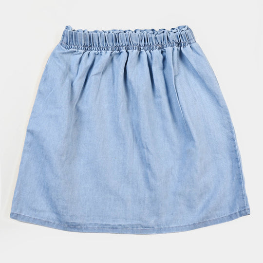 Girls Denim Skirt Flower Butterfly - LIGHT BLUE