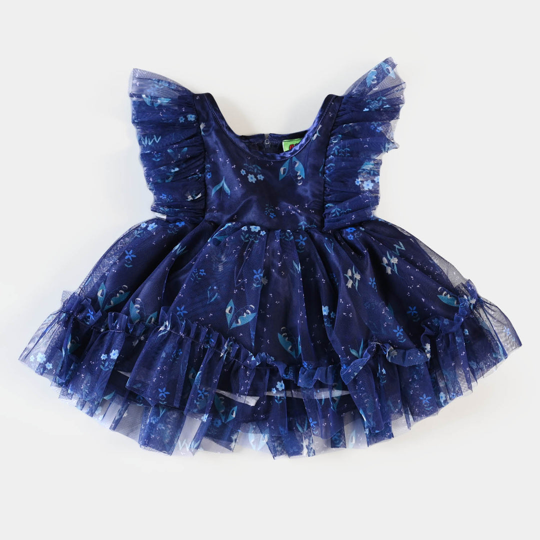 Infant Girls Fancy Frock Floral - Blue