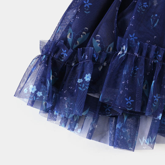Infant Girls Fancy Frock Floral - Blue
