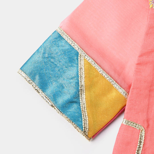 Infant Girls Viscose 2PCs Suit Chatta Patti - Peach