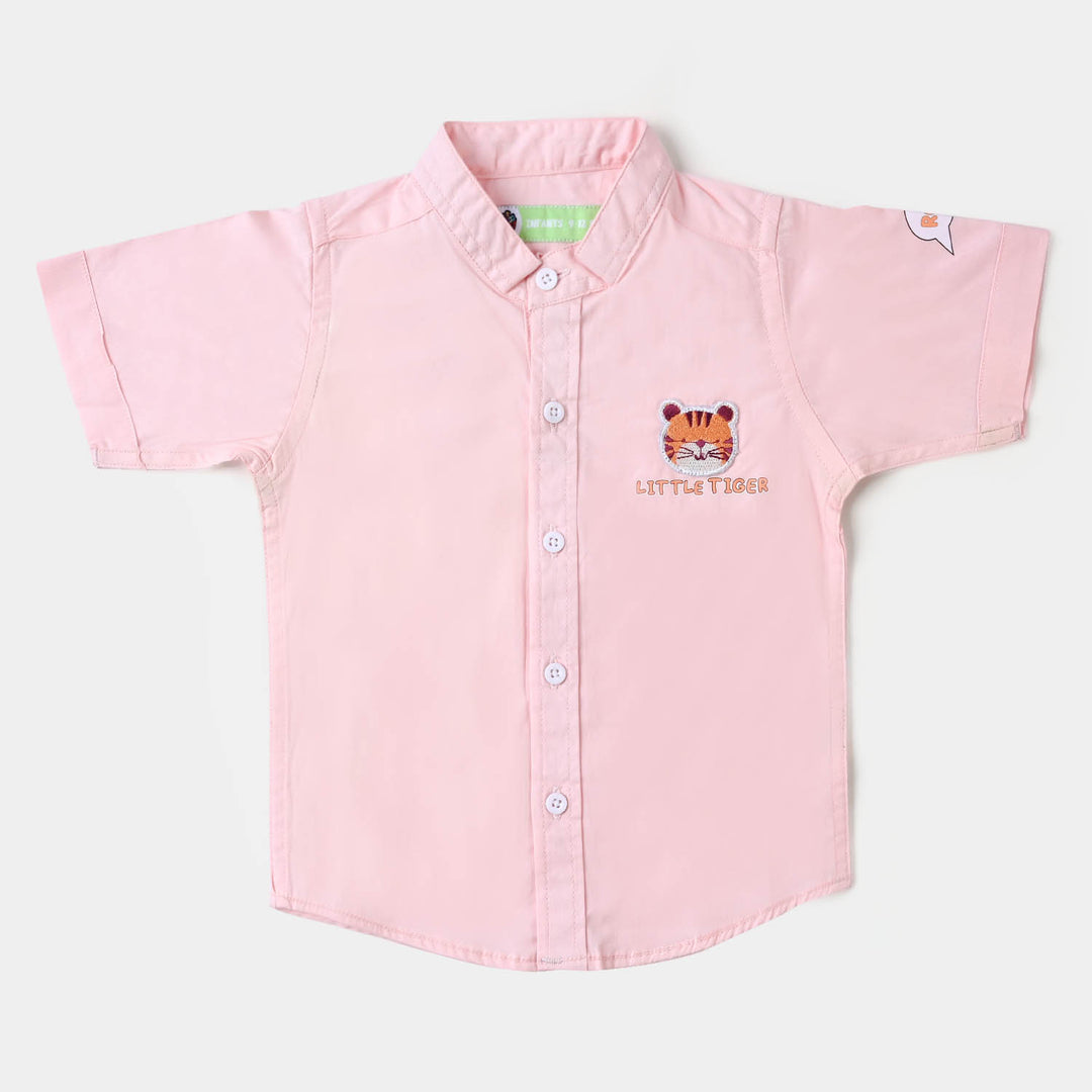 Infant Boys Cotton Casual Shirt Little Tiger - Peachy Pink