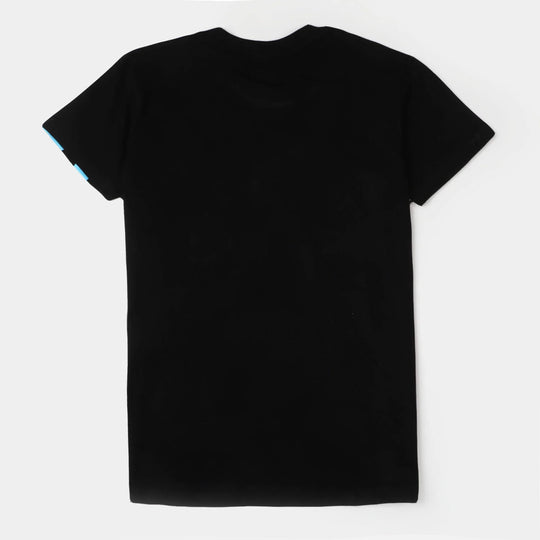 Teens Boys Cotton T-shirt Mosaic - BLACK