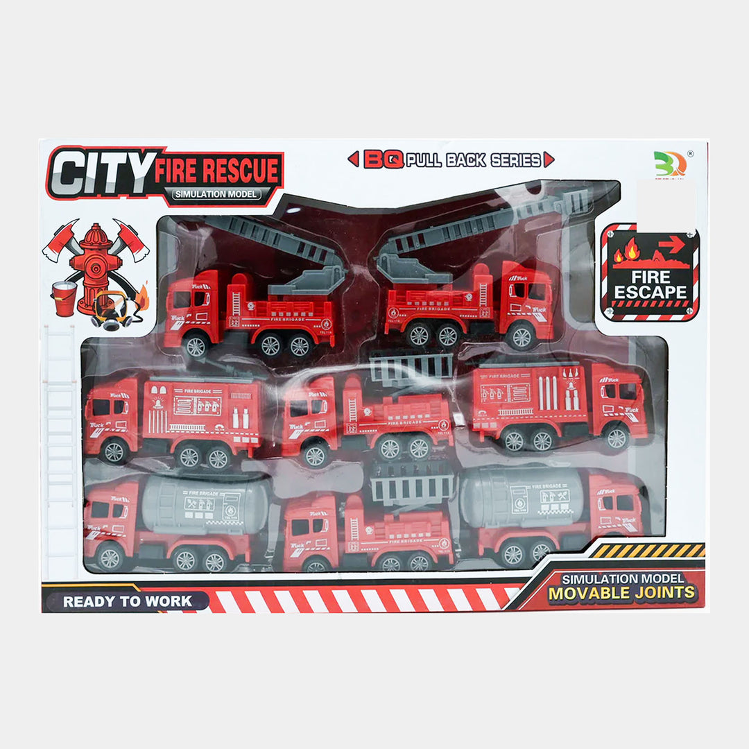 Pull Back Fire Rescue Truck Toy Play Set For Kids