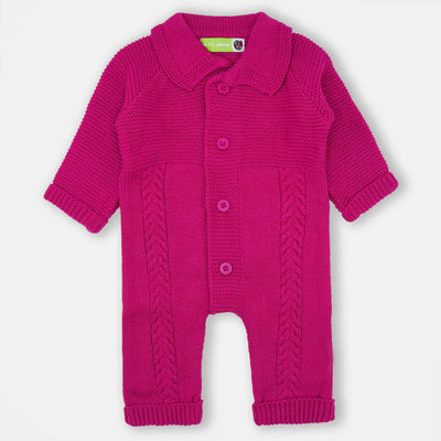 Infant Boys Knitted Romper -Dark Pink