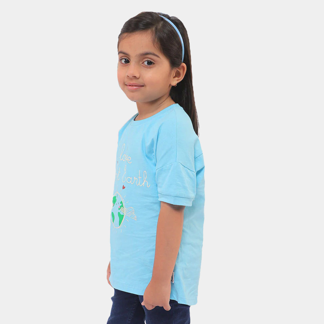 Girls T-Shirt Earth - Aqua