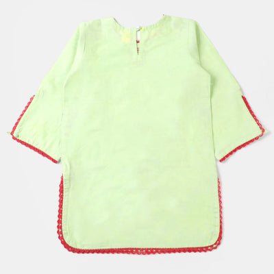 Girls Jacquard Embroidered Kurti Rikshaw Ride - Grape Green