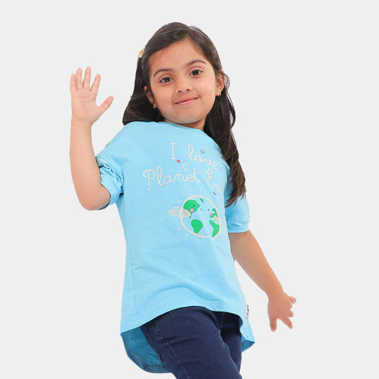 Girls T-Shirt Earth - Aqua