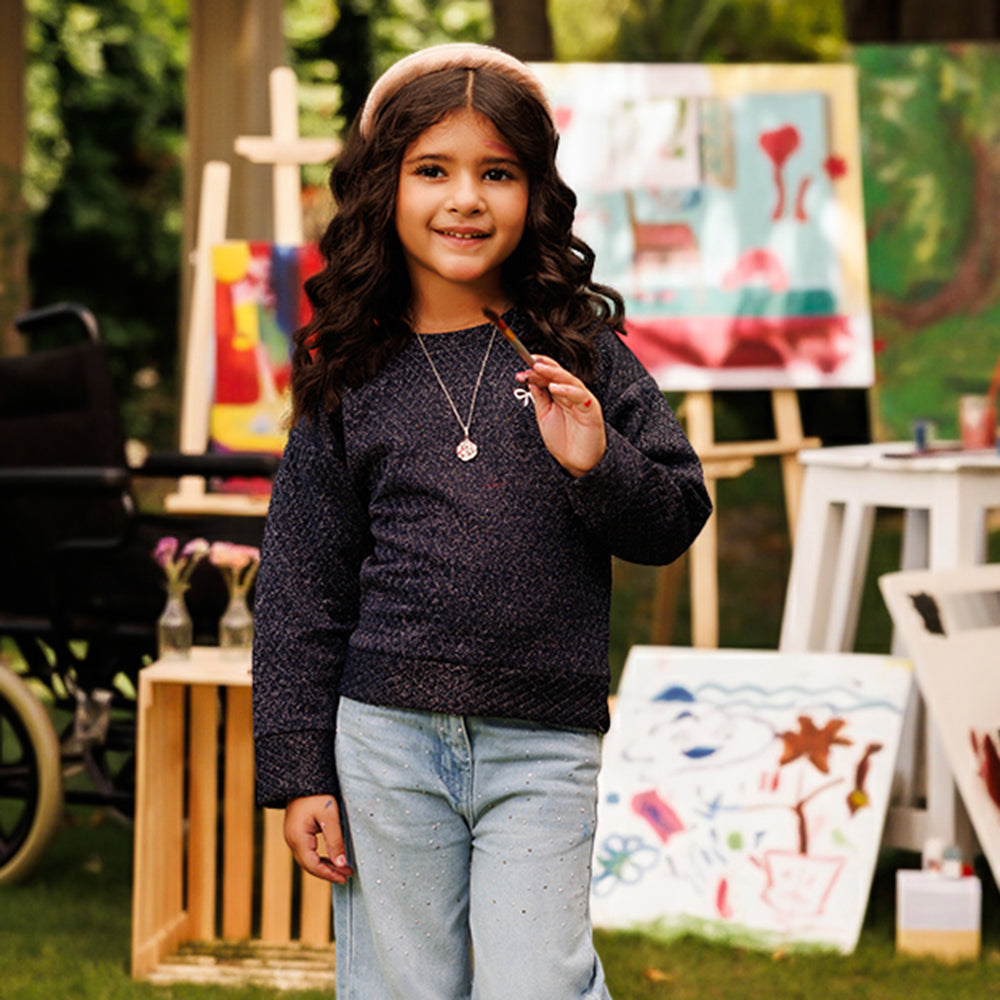 Girls Quilted Sweatshirt - Blue