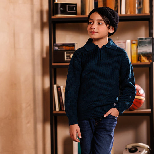 Boys Acrylic Sweater-Crystal Teal - Teal